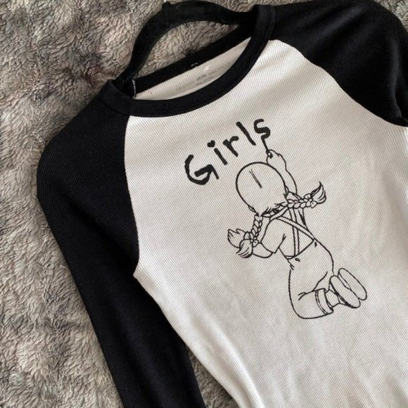 Brandy Melville Girls Ribbed Knit Long Sleeve Top